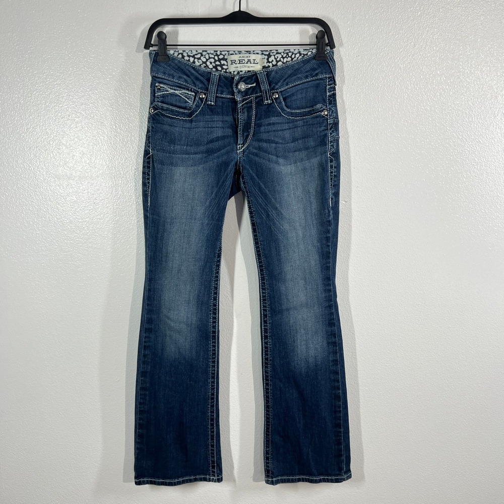 Ariat R.E.A.L. Low Rise Stretch Rosy Whipstitch Boot Cut Jeans 27 Lakeshore Wasg - Picture 2 of 9